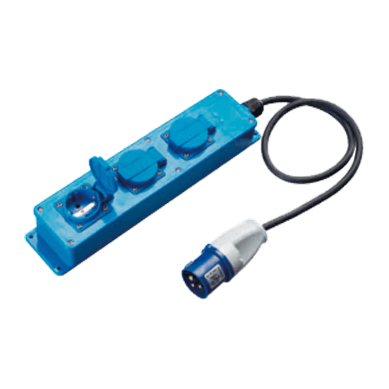 Three way extension sockets with Industrial plug
