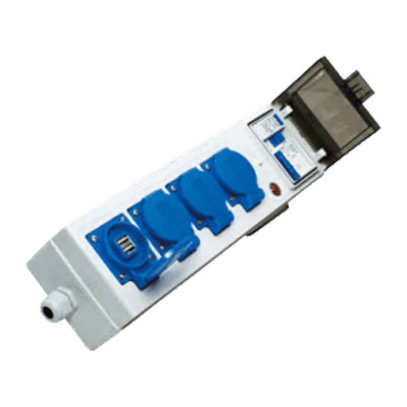Assemble four ways outlet with RCD